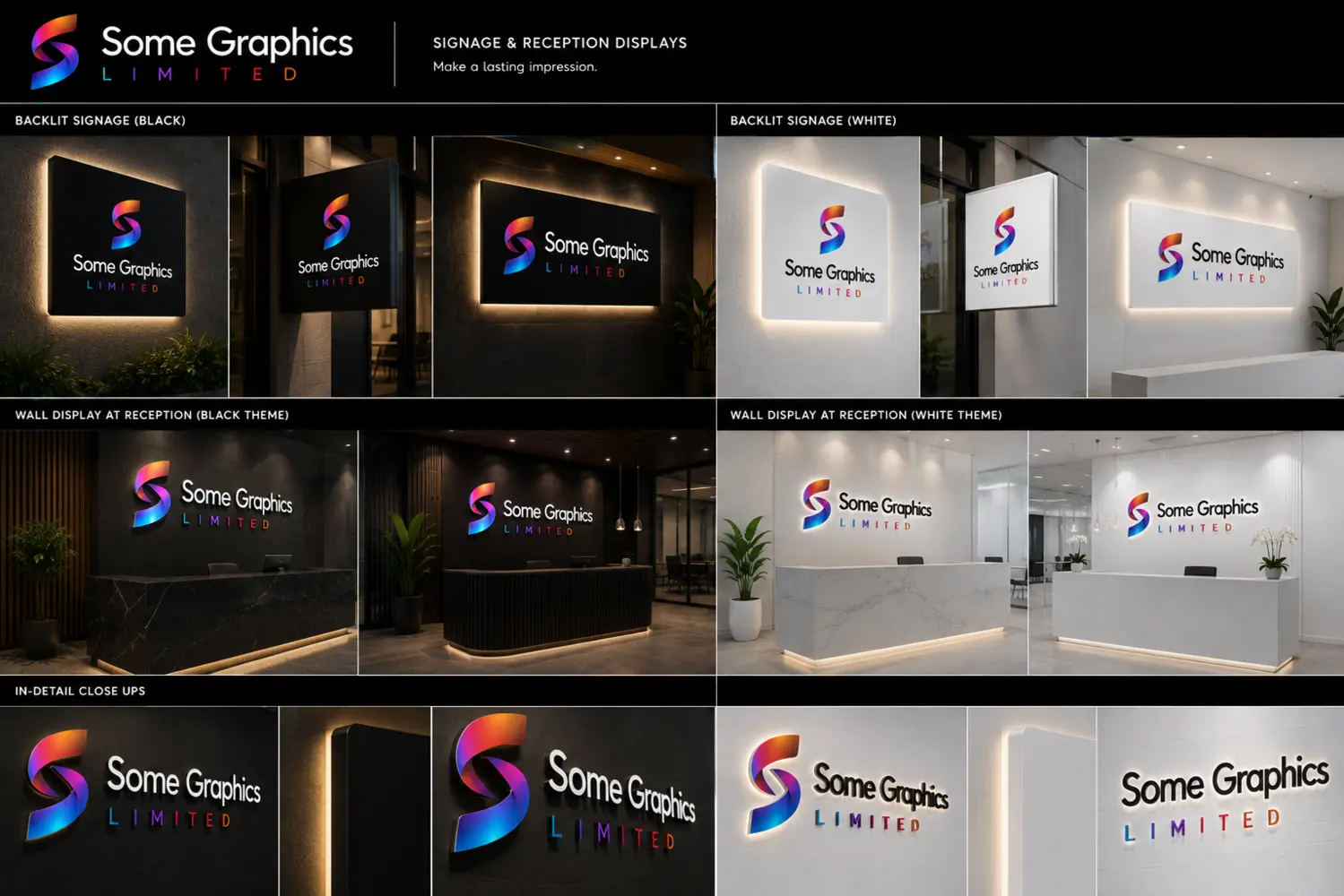 Some Graphics reception and illuminated signage concepts